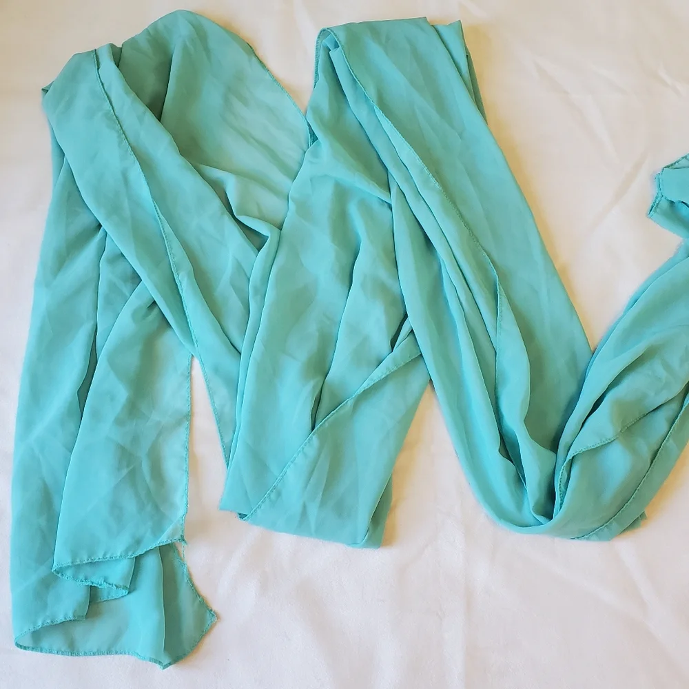 Set of Four Turquoise Chiffon Table Runners